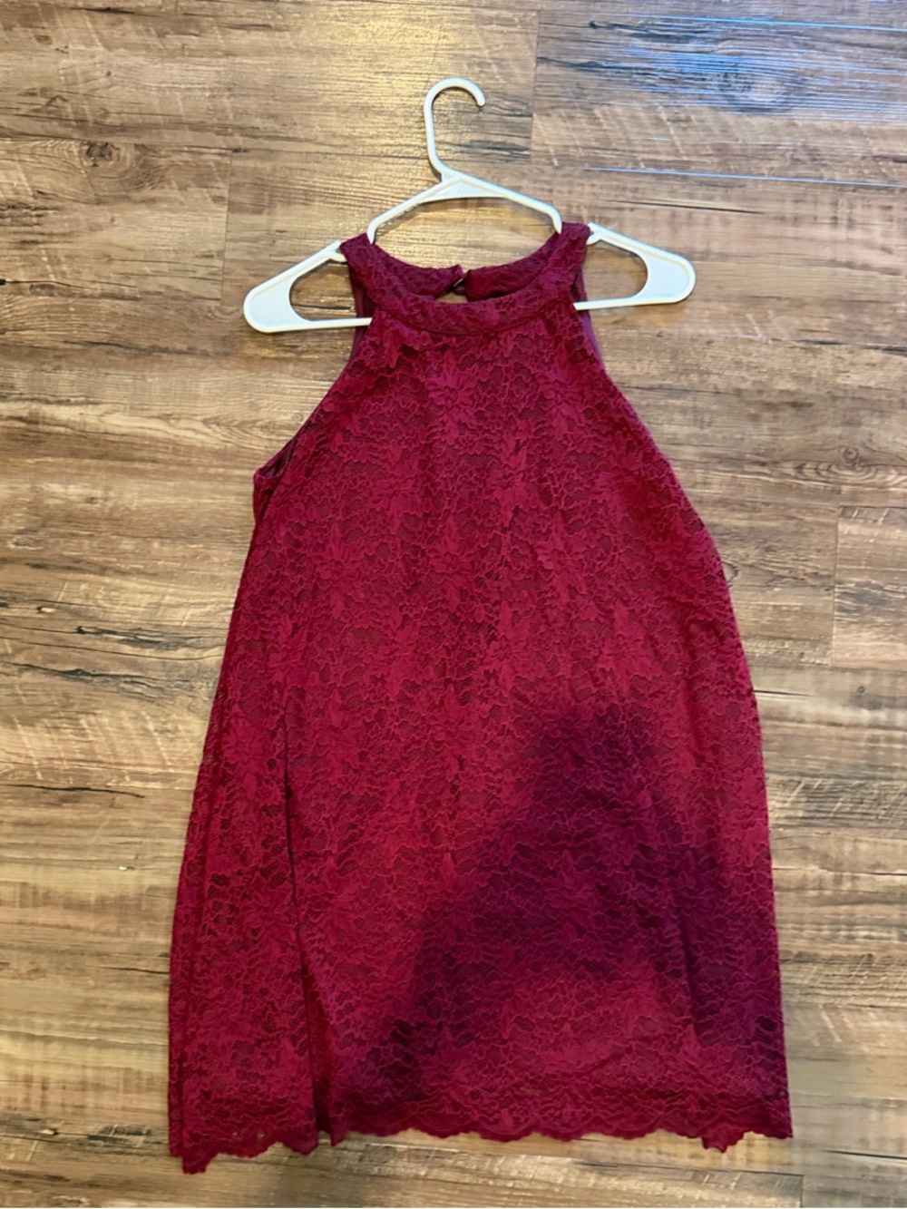 Altar'd State Girls Burgundy Lace Halter Dress